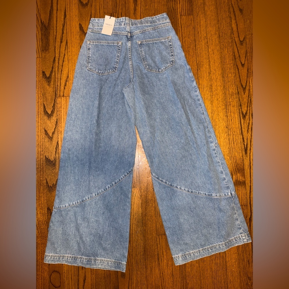 Forever 21 Premium Denim Wide Leg Jeans with Tie Waist and Button Up Size 26 - Picture 4 of 9